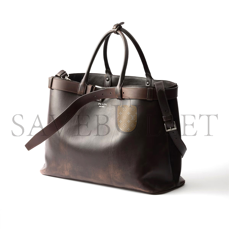 PRADA BUCKLE NAPPA LEATHER BAG WITH BELT 2VG126 (48*34*18cm) PRADA BUCKLE NAPPA LEATHER BAG WITH BELT 2VG126 (48*34*18cm)
